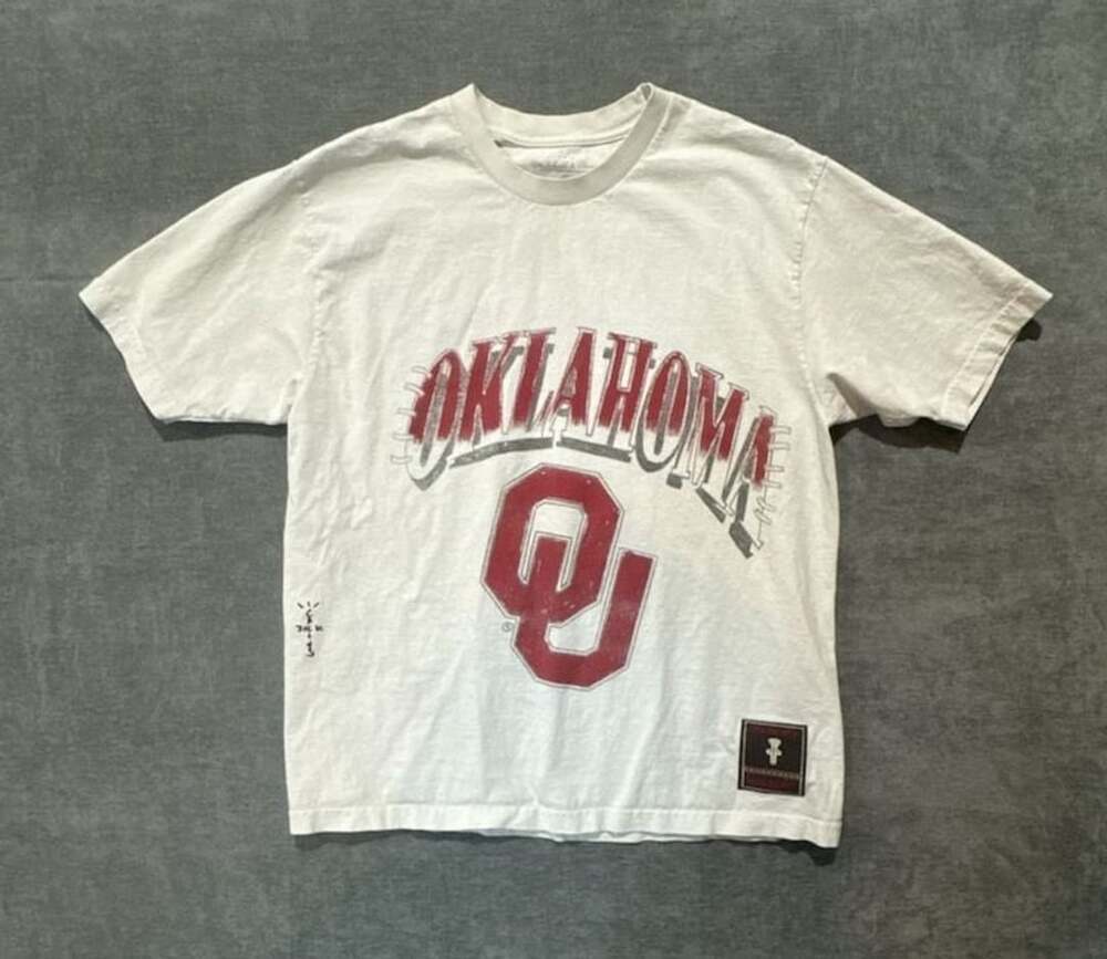 Travis Scott x Mitchell & Ness Ltd Edition University Of Oklahoma Tee Size L Whi